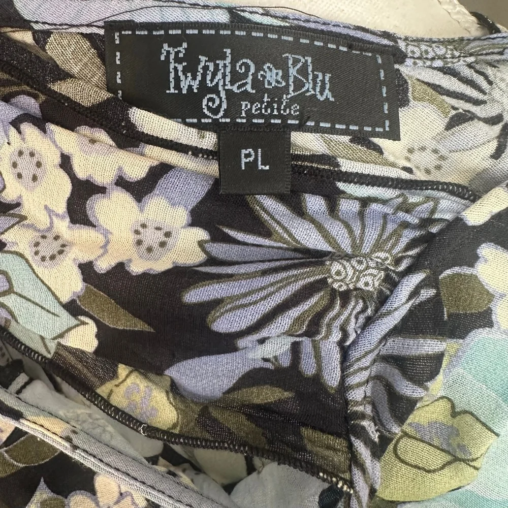 Y2K ruffle hem slip dress blue floral Twyla Blu - Picture 5 of 5